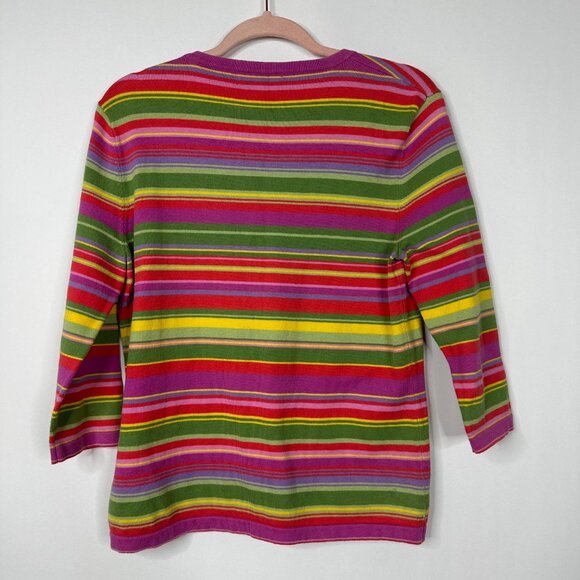 2/$24 Jones New York Signature Striped Knit Popover Top Multi Medium#A0266 TRB2 - Picture 4 of 6